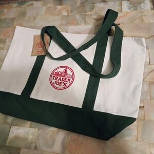 Trader Joe's Green and White Tote Bag